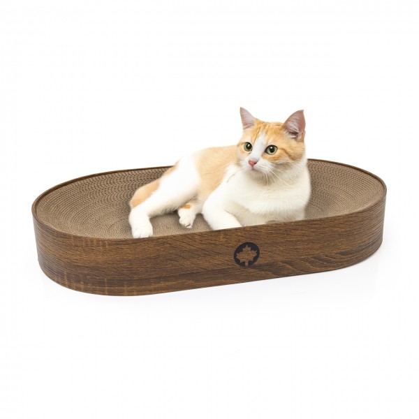 Kratzpappe Apollo - Katzenbett aus Wellpappe - walnuss | ca. 63 x 35 x 10 cm