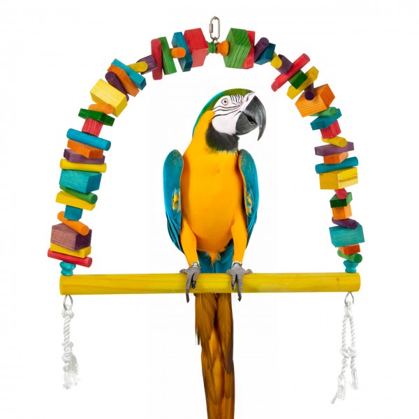 Papageienschaukel | Wooden Blocks Arche Swing King Size | 60 x 55 xm | XXL Schaukel für Papageien
